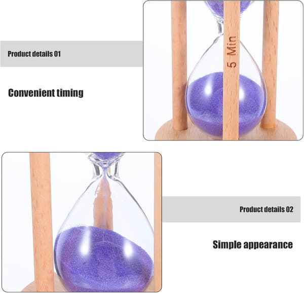 5-minuters timglas Mini Timglas Timer Träram Glas Sand Klassisk Rund Elegant