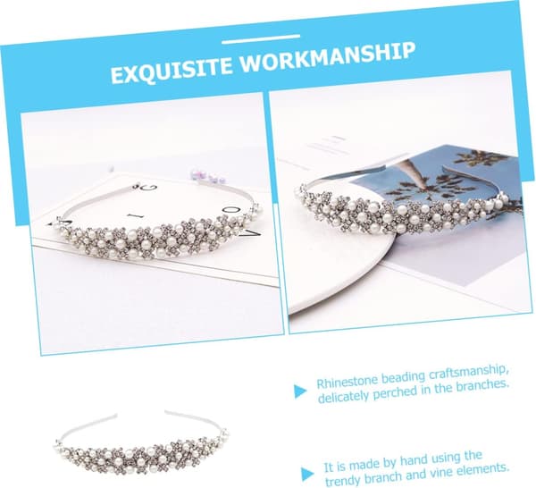 Perlekrone Hårbånd Rhinestone Bryllupsbrud Hårtilbehør til Brudefrisure
