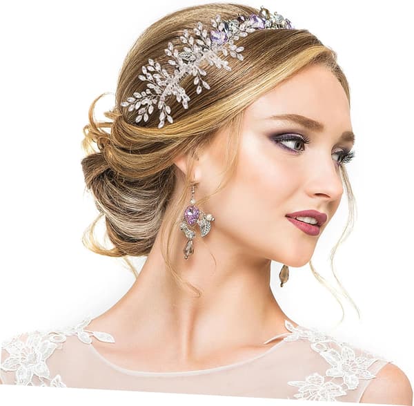 Brude Rhinestone Hodeplagg Bryllup Hårkam for Bruder Sidekam Detaljpynt