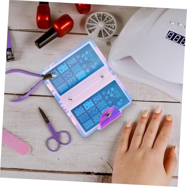 Nail Art Stamp Holder Rektangulära Spår Nail Art Plate Organizer Väska Skydd och Förvaring