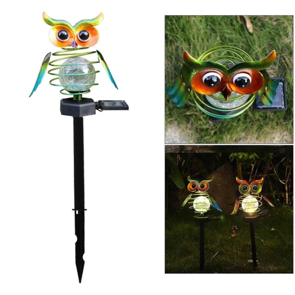 Solcelled Ugle Have LED Pællampe Landskab Græsplæne Dekoration