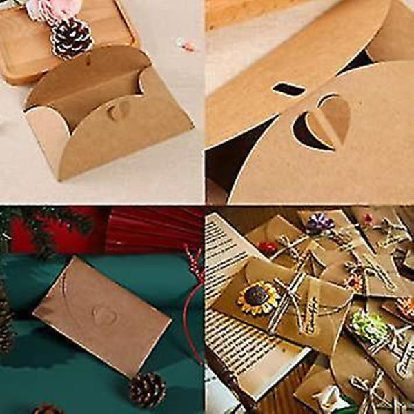 Mini-kirjekuoria sydänrakkaus Kraft-paperi tyhjiä onnittelukortteja