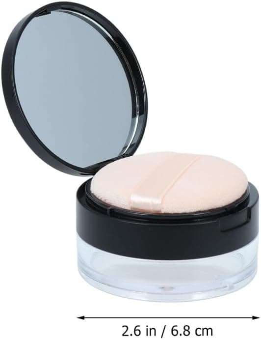 Bærbar tom pudderdåse med spejl og elastisk net sigte makeup pudderbeholder