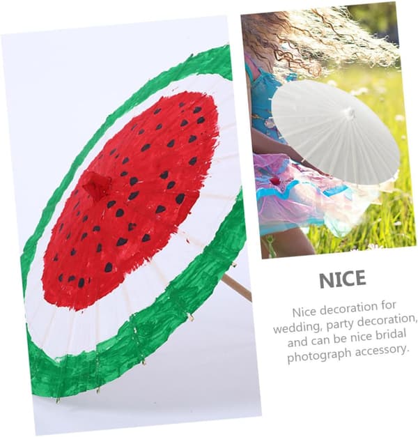 2 stk. DIY oliepapirparaply til håndmaling og graffiti, 30 cm diameter hvid papirparasol