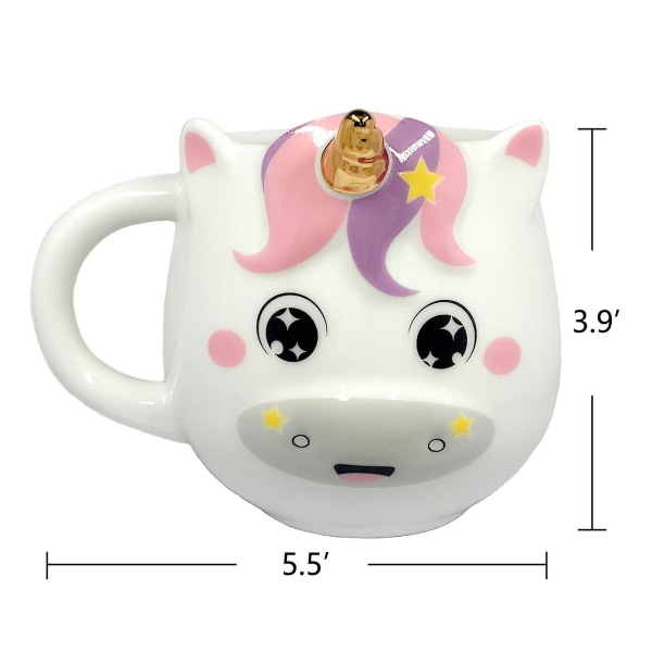 Unicorn kaffekrus Sødt keramisk krus/kop - 16 Oz (pink)
