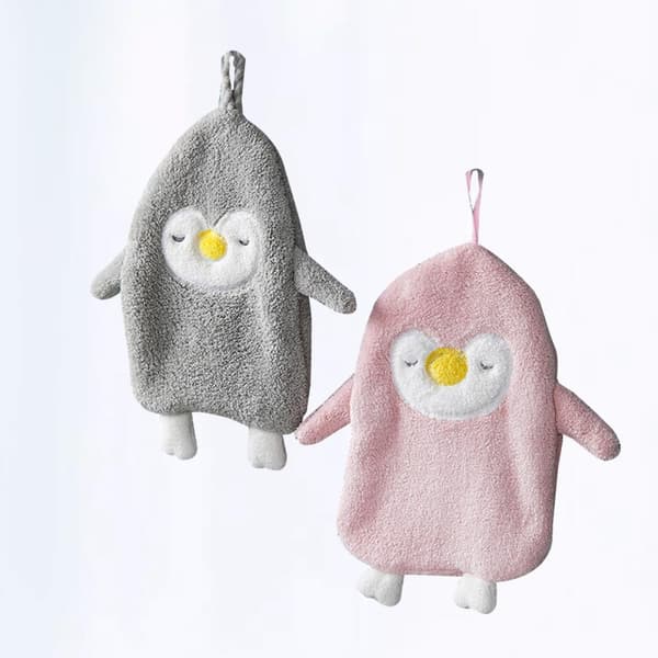 2 st korallfleece handdukar pingvinformade mjuka tjocka handdukar