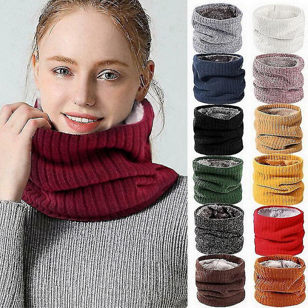 Vinterhalsduk för Män Fleece Ring Bandana Stickad Varm Solid Halsduk Kvinnor Halsvärmare B10-solid