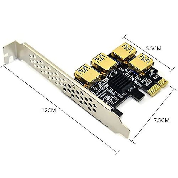 PCI Express 1x til 16x Strømførende Riser Adapterkort USB 3.0