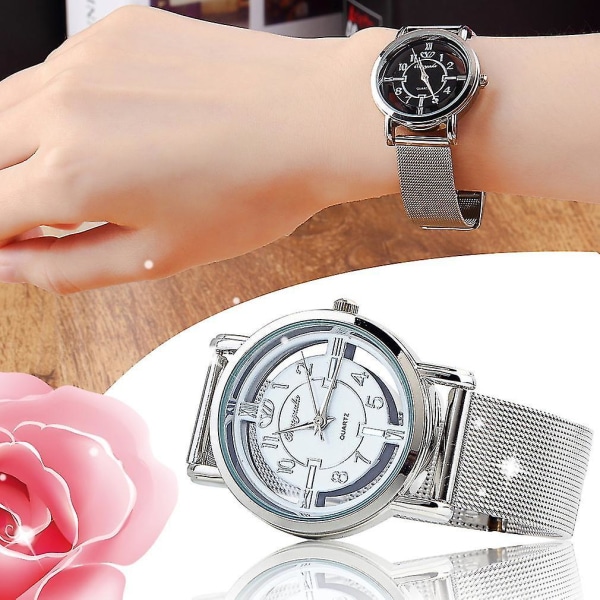 Kvinnor Mode Rostfritt stål Mesh Analog Armband Watch
