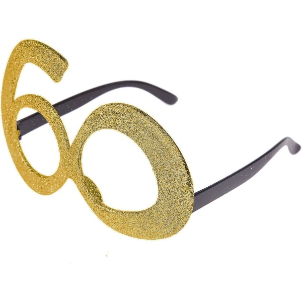 Novelty Birthday Glasses Glitter Party 60th Gold Silver Fancy Dress (gold) (1pc