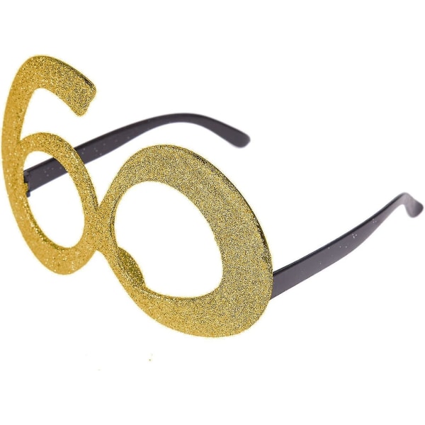 Novelty Bursdagsbriller Glitter Party 60. Gull Sølv Fancy Dress (gull) (1 stk