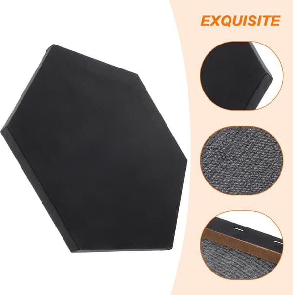 Hexagon Svart Sträckt Linne Canvas Panel 30cm Diagonal Oljemålningsbräda