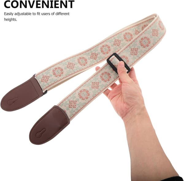 Etnisk justerbar gitarrrem Bred bekväm crossbody för akustisk gitarr bas ukulele-spelare