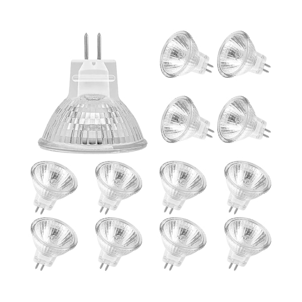 Mr11 Halogenpærer (pakke med 12), Gu4 Halogenlampe 12v 20w, Mr11 Gu4 Dimbar Pære Glassdeksel For Taklampe, 2-polet Halogenpære 2700k Varmt Hvit