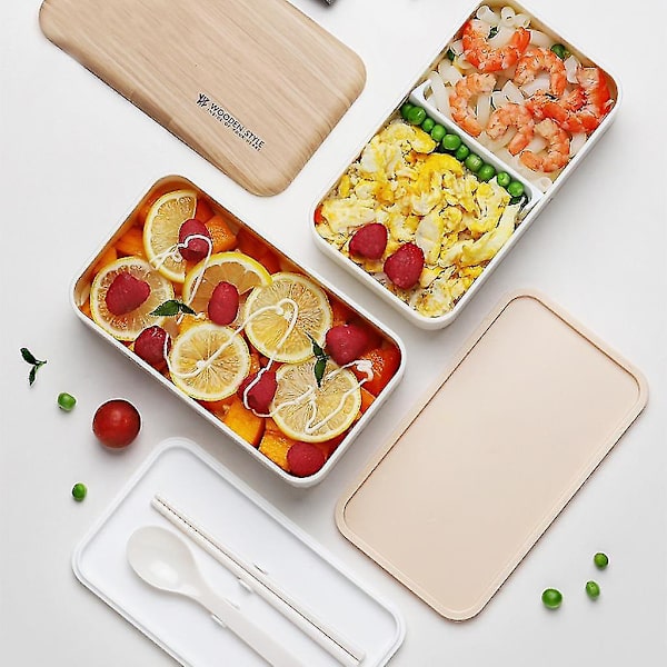 Mikrobølgeovn Lunsjboks Japansk Tre Bento 2-lags Oppbevaring