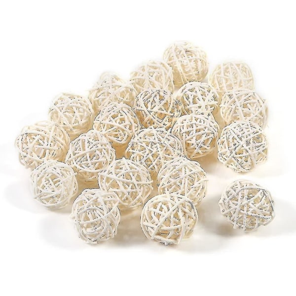 20 st Wicker Takraw-prydnader Fotorekvisita Heminredning 3cm (vit)-yuhao White