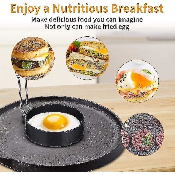 2-pack Äggringar, Icke-klibbiga Äggringar, Pocheringsringar, Ägg Stekringar (10,2 cm x 2,1 cm) - yuhao