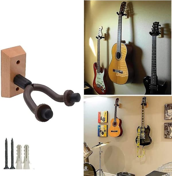 Gitarrväggmonteringsdisplayfäste Gitarrhängare Trägitarrkrok Hållare Vägg