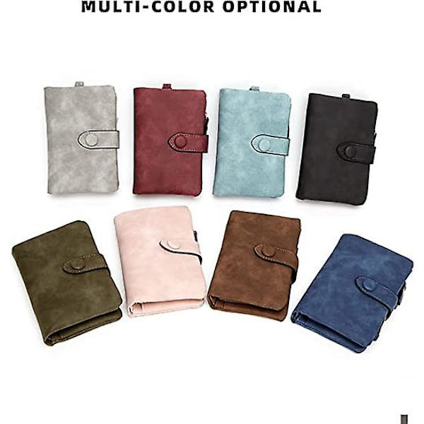 Kvinders Lille Bifold Clutch Pung Slank PU Læder Håndledsrem Håndtaske Damer Lynlås Penge Organiseringsmøntpung Med ID-Kortsvindue
