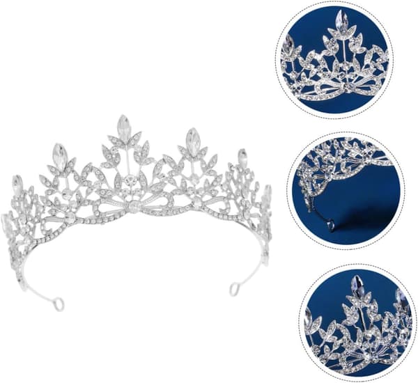 Brudetiara Hodeplagg Sølv Krystall Blomsterkrone med Rhinestones
