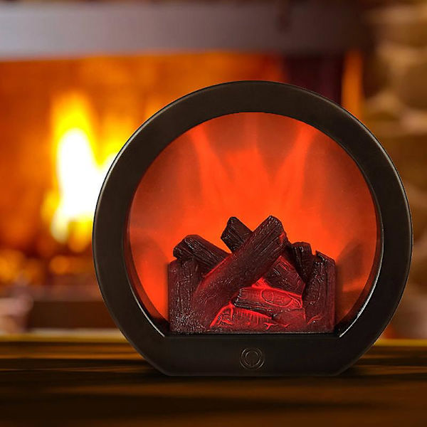LED Pejslanterne med Berøringskontakt, Realistisk Flamme Pejslampe, Fungerer med USB (Bueformet Pejslampe)