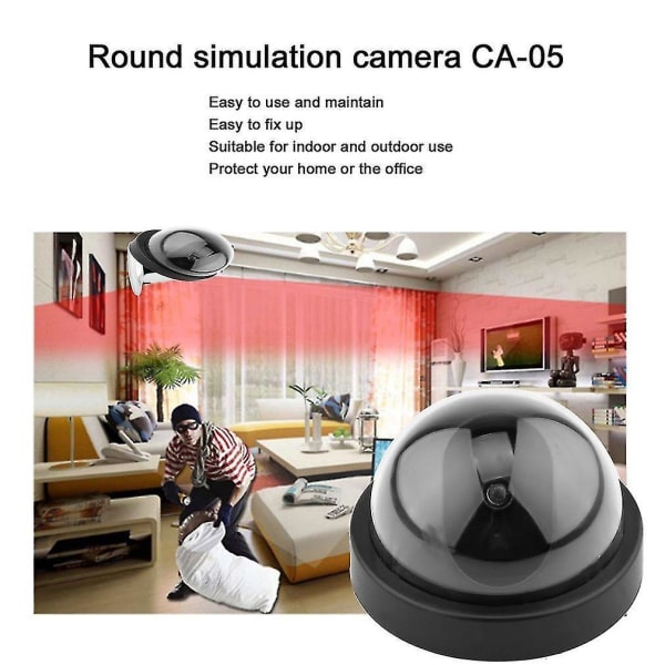 Dummy CCTV Home Security Dome Kamera LED-lys
