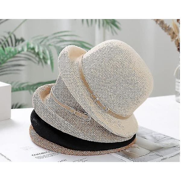 Aurinkohattu, joka sopii naisten 1920-luvun cloche-hattuihin, lyhyt rullattu reuna, pakattava kesähattu