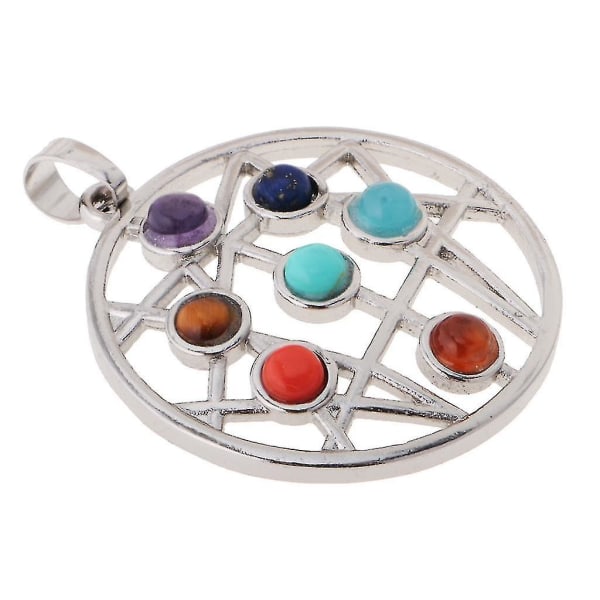 Kristall 7 Pärlor Sten Chakra Charm DIY Halsband Hänge