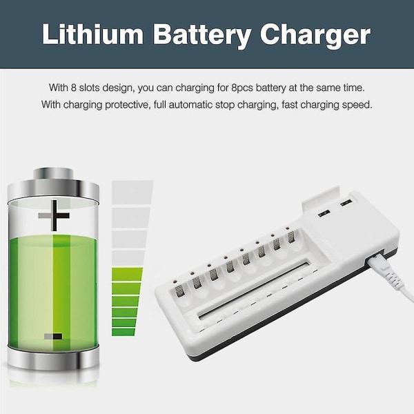 Palo 2.4A USB-lader med 8 spor for batterier, uavhengig lading