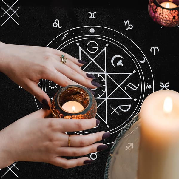 Tarotdug og opbevaringspose sæt til alter tarotbord lavet af sort flonel