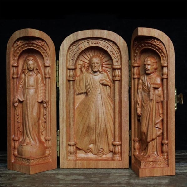 3 pyhää patsasta Katolinen veistetty ornamentti kristillinen lahja 8739 |  Fyndiq