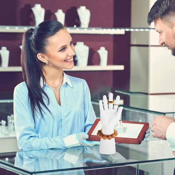 2 st vit manlig skyltdocka hand display stativ plast smyckeshållare