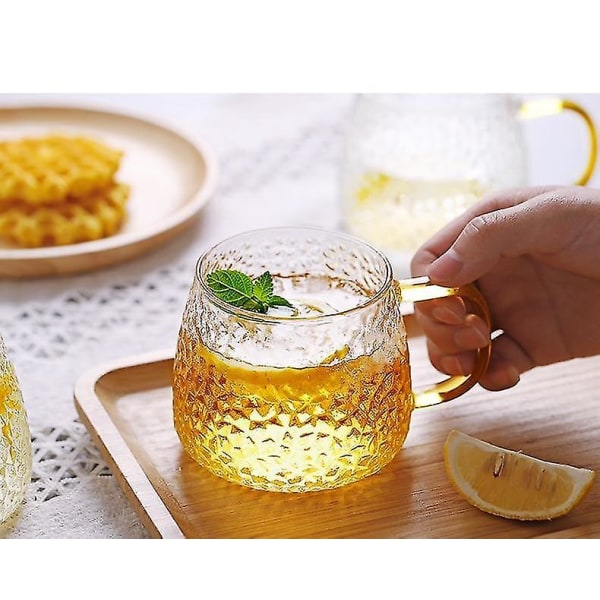 2 kpl 420 ml Japanilainen Tee-lasi Hammered Grain-lasista