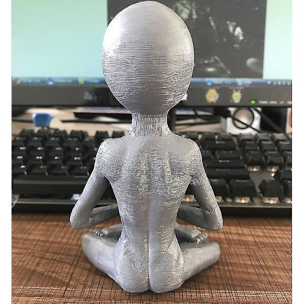 Mediterende Alien UFO Harpiks Statue Håndværk Bordpynt Skulptur Ornament Hjem Dekorationer