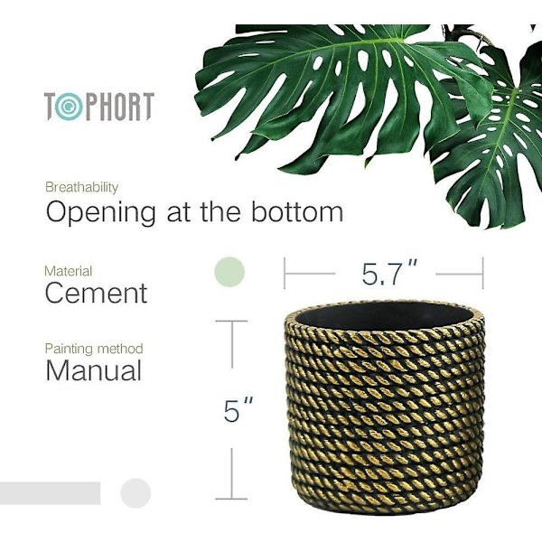 Blomsterpotte i Cement - 4,7\" Cementpotter med Drænhul Moderne Dekorativ til Indendørs Planter