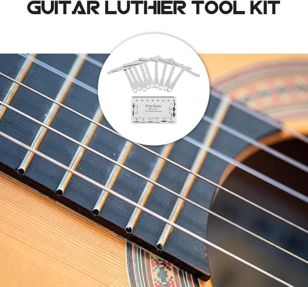 Gitarr Bas Luthier Verktygssats Strängåtgärdsmätare i Rostfritt Stål Anti-rep Noggrann Mätning