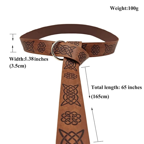 Mænds Middelalder Viking Bælte Renæssance Ridder Bælte Præget PU Læder Ring Bælte Viking Tøj Tilbehør