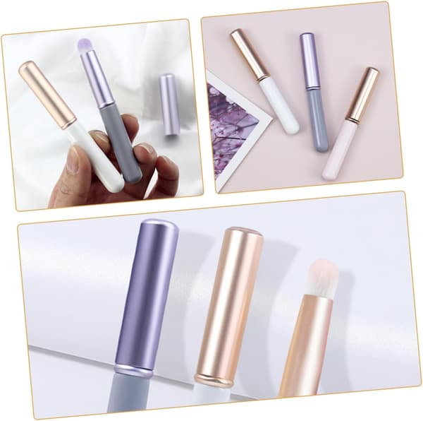 3 stk. læbebørstesæt med hætte læbestiftapplikatorer til kvinder concealer og læbeglans makeupbørster