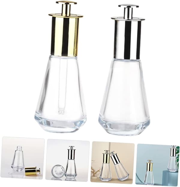 2st Press Dropperflaskor Glas Dropperflaskor för Eterisk Olja Aromaolja Resa Återanvändbar