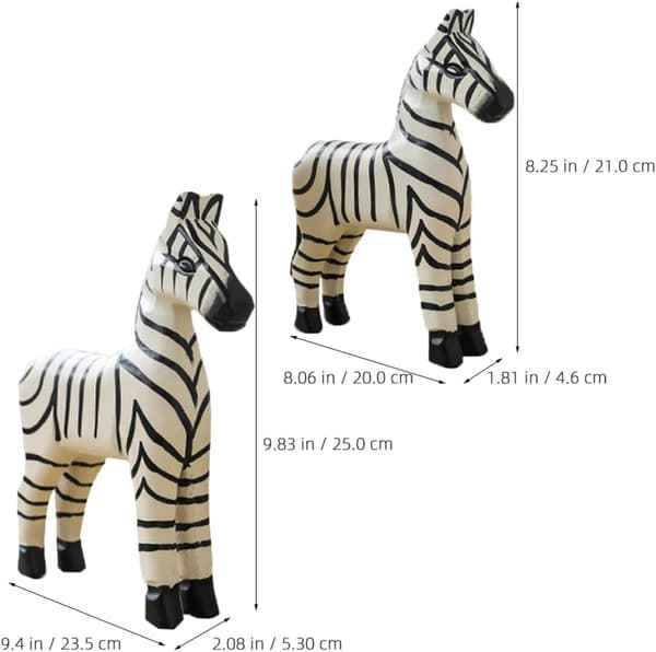 2st Zebra Staty Trädjur Prydnad Lätt Dekorativ Effekt Elegant Utseende
