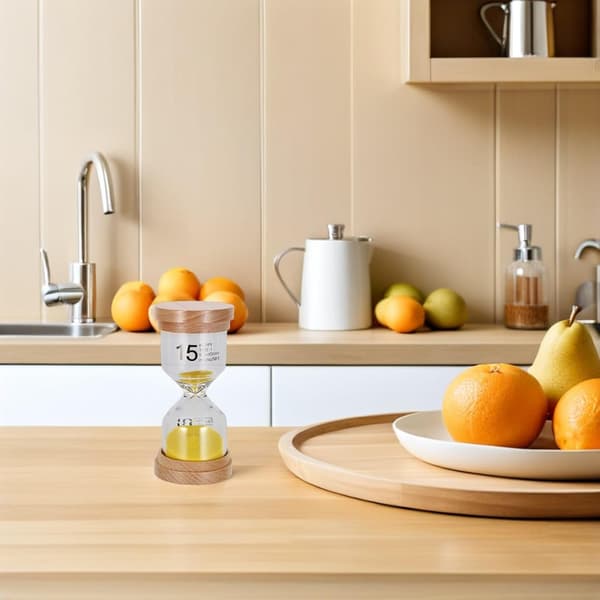 15-minutters kjøkken-sandglass-timer i tre