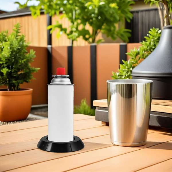 2 stk. campingholder og gassflaskestativ i plast, stabilisatorbase
