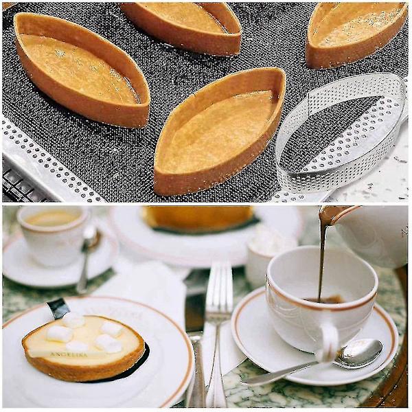 9 kpl Ruostumattomasta Teräksestä Valmistettuja Tarttirenkaita, Lämpöä Kestäviä Rei'itettyjä Kakku Mousse -renkaita Kakku Mousse -muotteja