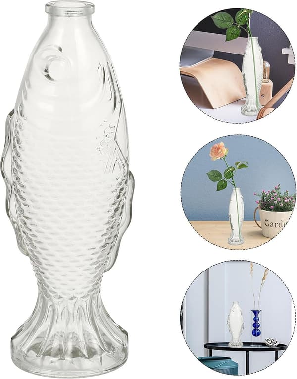 Fiskformad vas Dekorativ blomvas Elegant konstnärlig glasfiskformad flaska