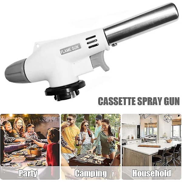 Kjøkken Blåsebrenner Gassbrenner Flamme Justerbar, Gass Butan Kulinær For Hjem Og Utendørs, Baking, Matlaging, Camping Og Grill (hvit) (1 stk)
