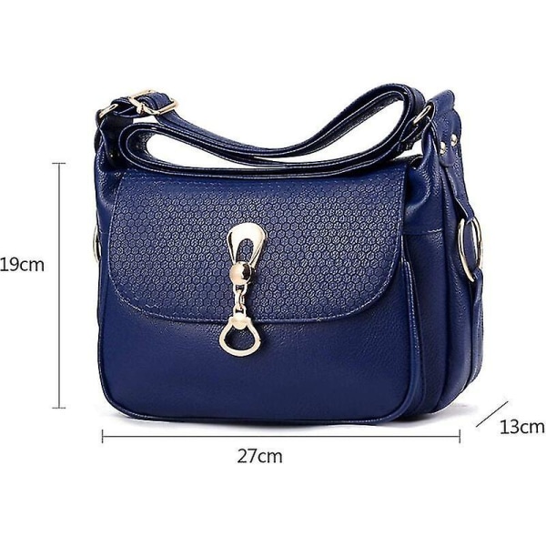 Damer PU-läder Crossbody Väska Multi-ficka Messenger Väskor Handväska (blå) - Blå