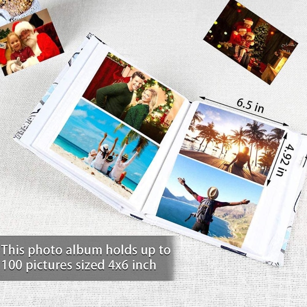 Stof 100 lommer fotoalbum fotoopbevaringsboks 4x6 fotos med klar plastikbeskytter (oruha)