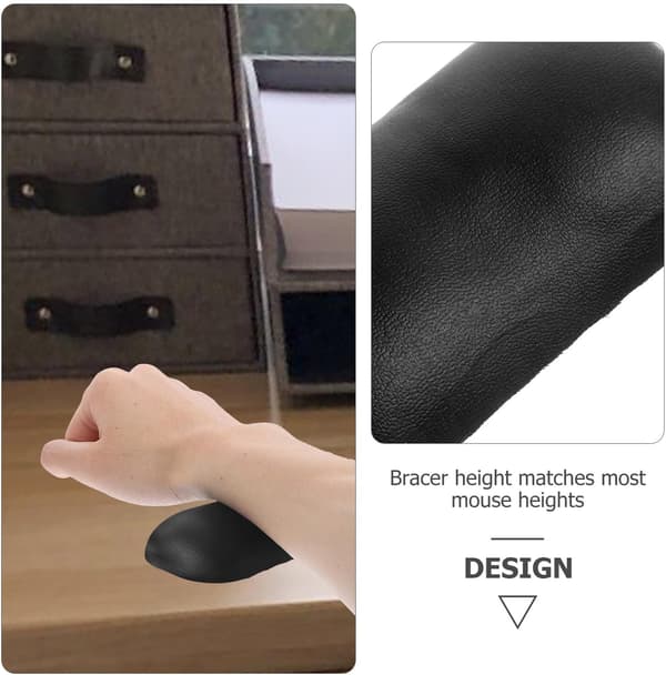 Ergonomisk musehåndledsstøtte og tastaturhåndledsstøttepude, sort PU-læder