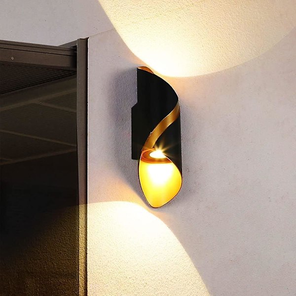 15W Väderbeständig Vägglampa för Utomhus Modern LED Svart Guld