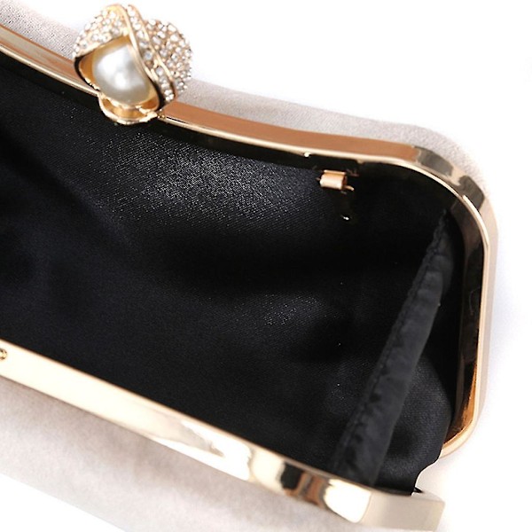 Kvinners Prom Håndveske Damer Bryllup Fest Kveld Fløyel Clutch Bankett Lommebok Veske Beige